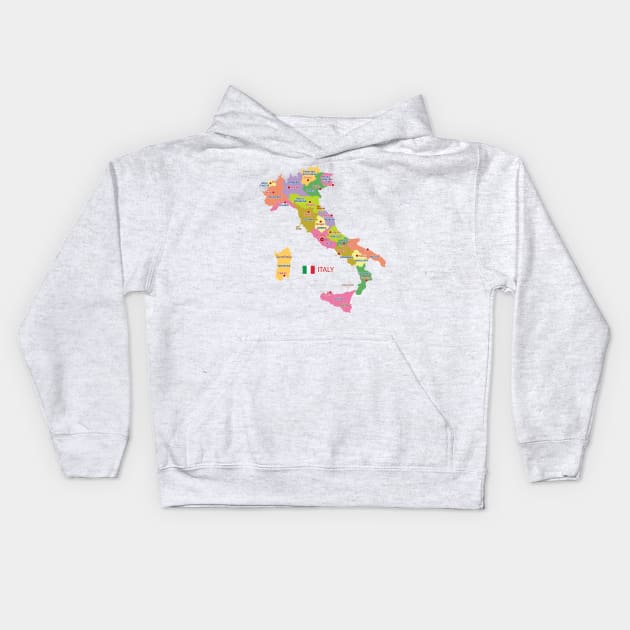 Administrative map of Italy Kids Hoodie by AliJun